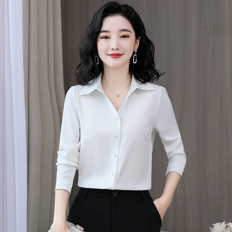 工厂直销仿真丝衬衫长袖2025新款气质O